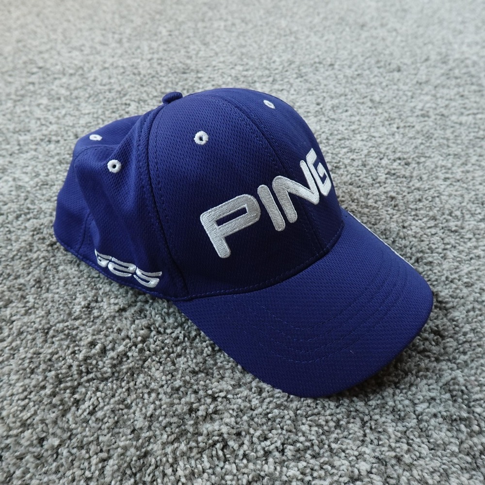 Ping Hat Cap Fitted Mens M Blue G25 Anser Golf Mesh Lightweight Performance Flex